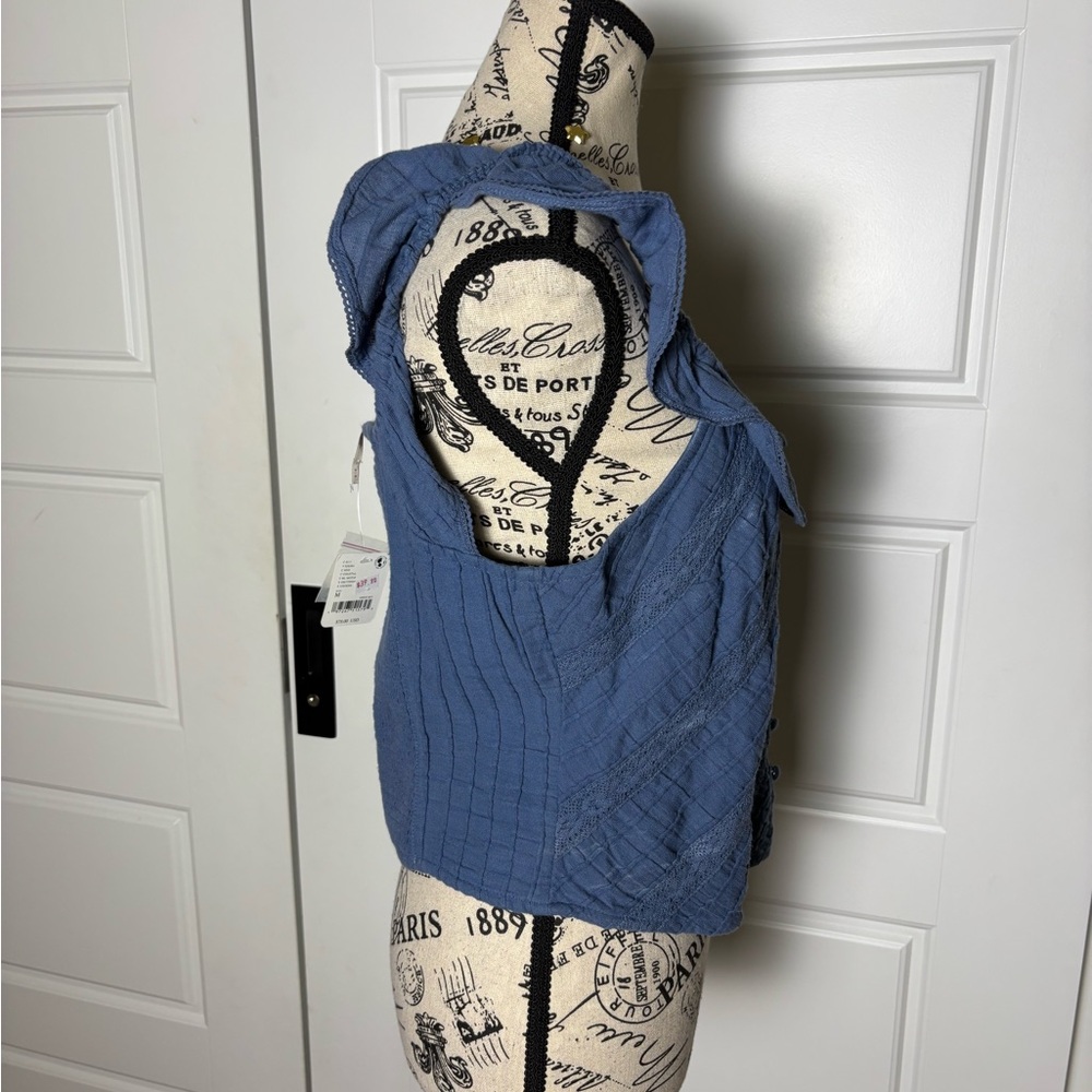 Free People Blue Textured Ruffle Tank Top - Picture 7 of 8